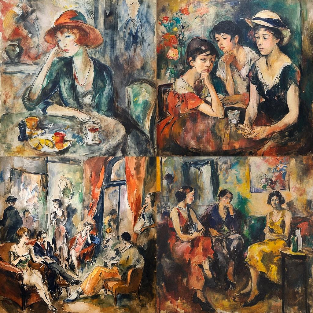 Jules Pascin style, Midjourney V6, render 1 of 4