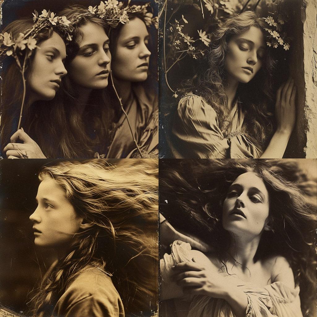 Julia Margaret Cameron style, Midjourney V6, render 1 of 4