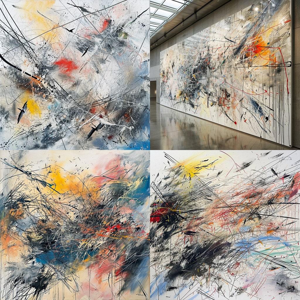Julie Mehretu style, Midjourney V6, render 1 of 4