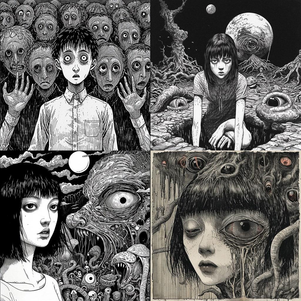 Junji Ito style, Midjourney V6, render 1 of 4
