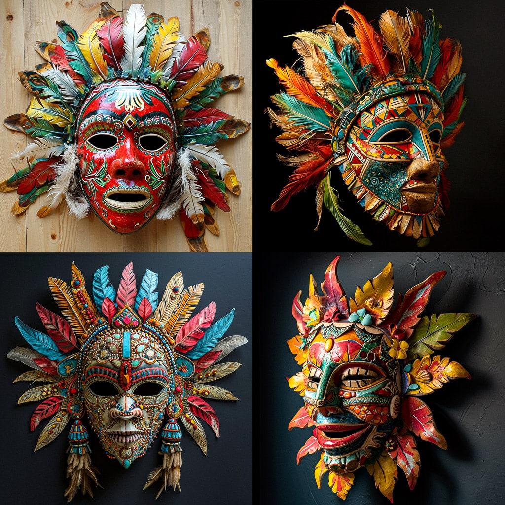 Junkanoo mask style, Midjourney V6, render 1 of 4