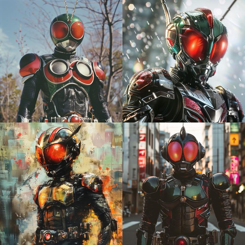 Kamen Rider style, Midjourney V6, render 1 of 4