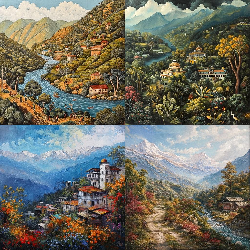 Kangra painting style, Midjourney V6, render 1 of 4