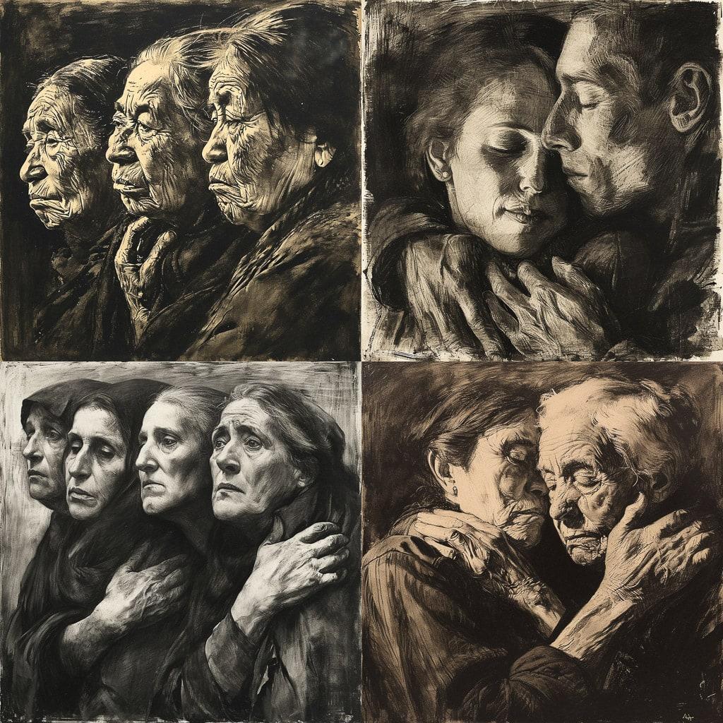 Kathe Kollwitz style, Midjourney V6, render 1 of 4