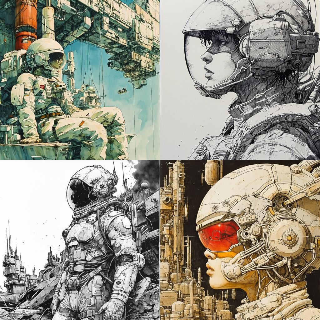 Katsuhiro Otomo style, Midjourney V6, render 1 of 4