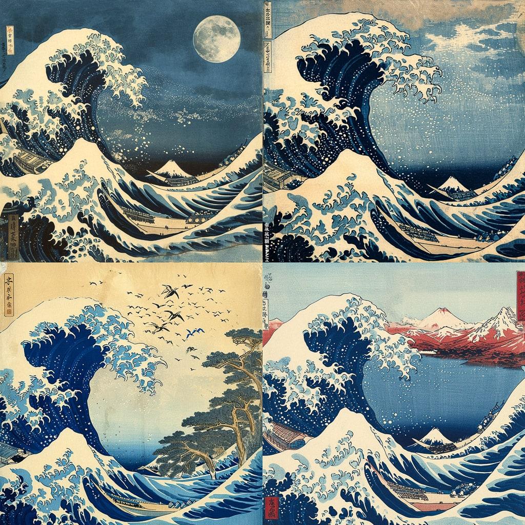 Katsushika Hokusai style, Midjourney V6, render 1 of 4