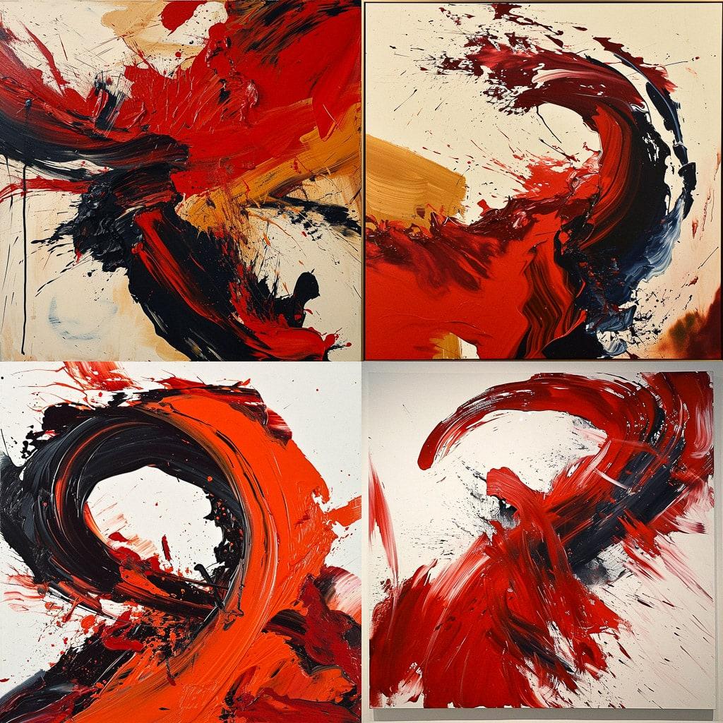 Kazuo Shiraga style, Midjourney V6, render 1 of 4