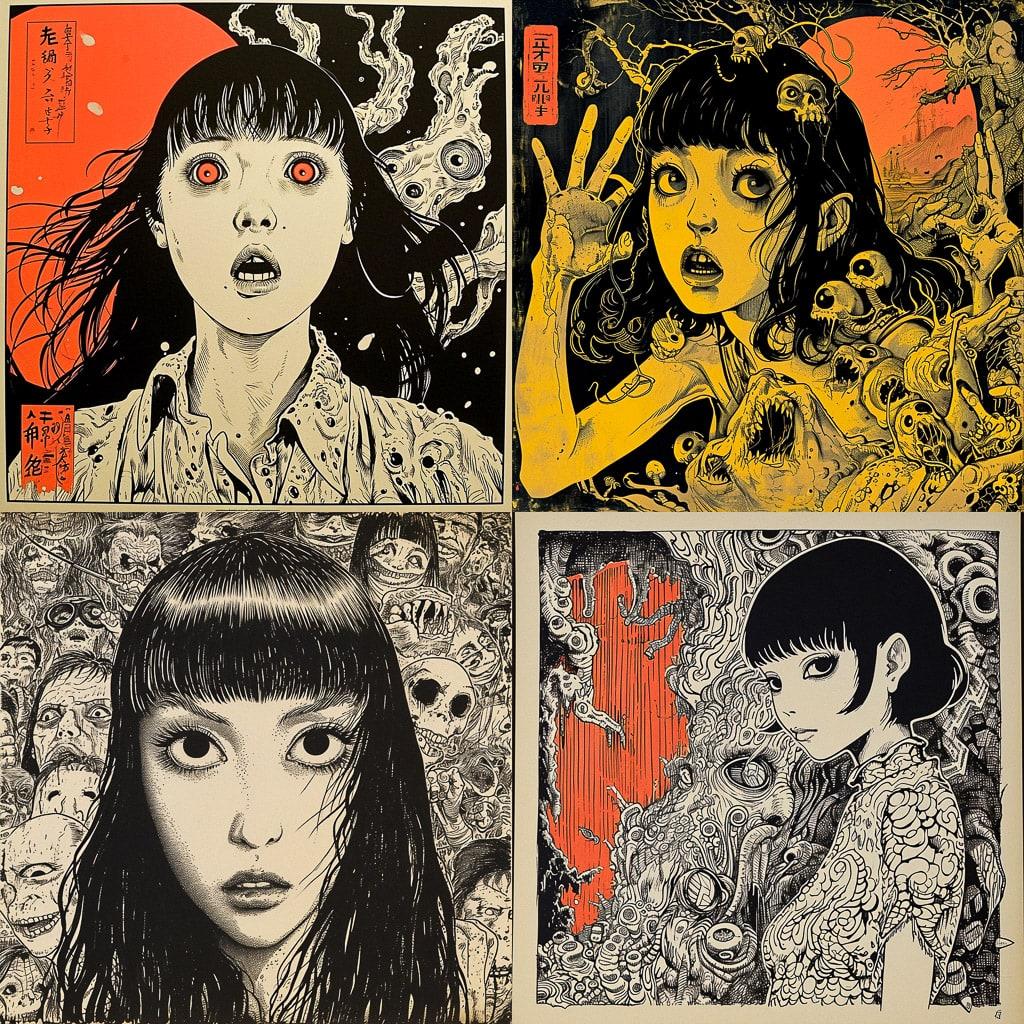 Kazuo Umezu style, Midjourney V6, render 1 of 4