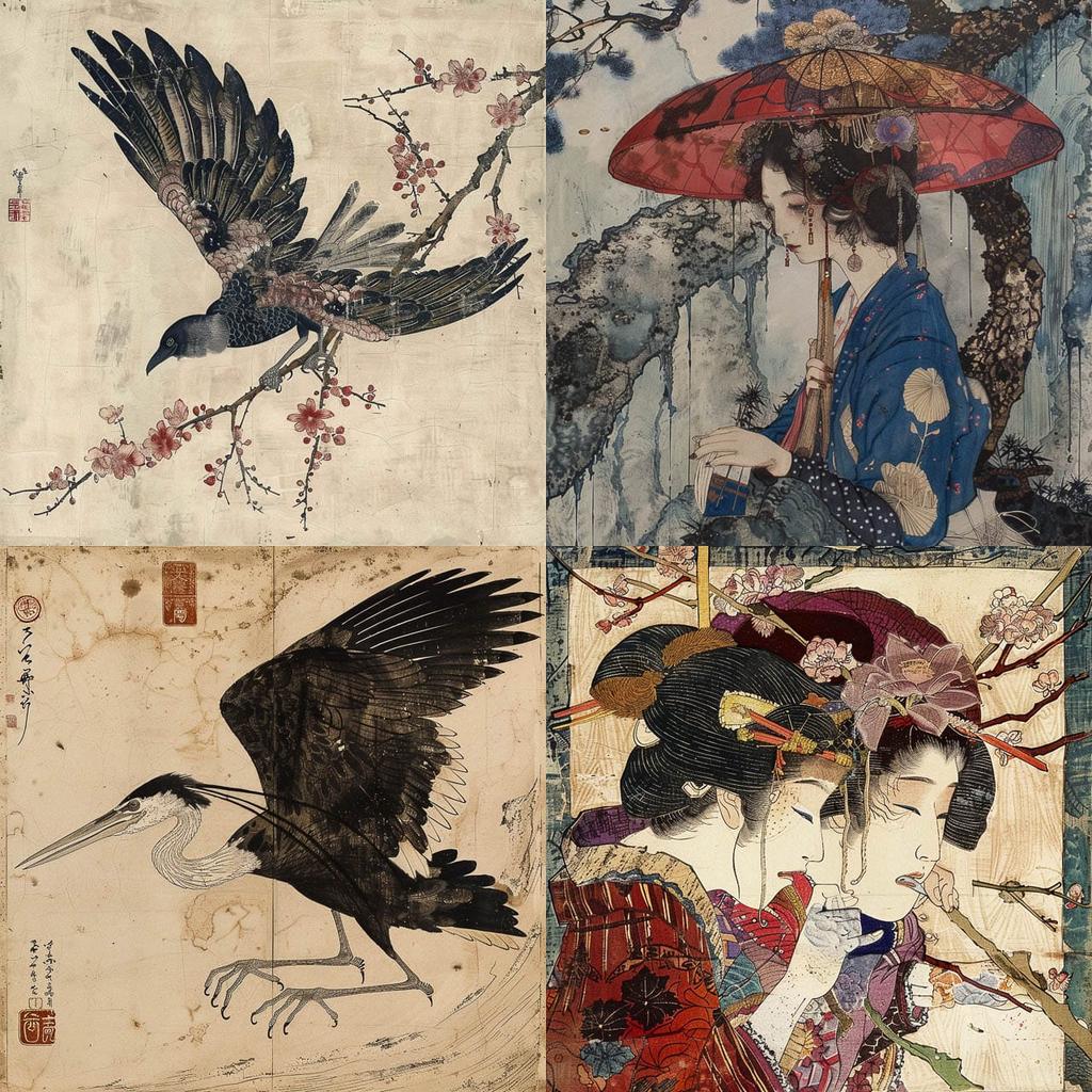 Keisai Eisen style, Midjourney V6, render 1 of 4