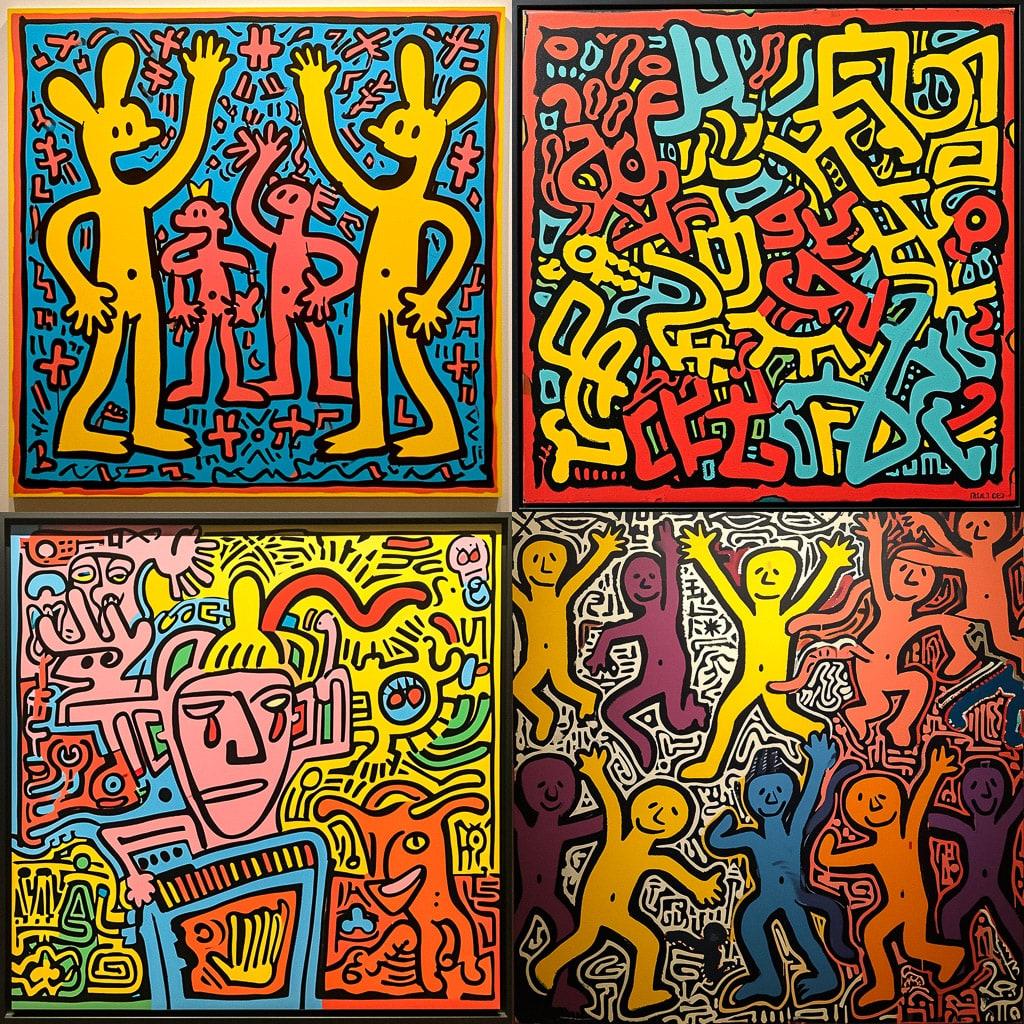 Keith Haring style, Midjourney V6, render 1 of 4