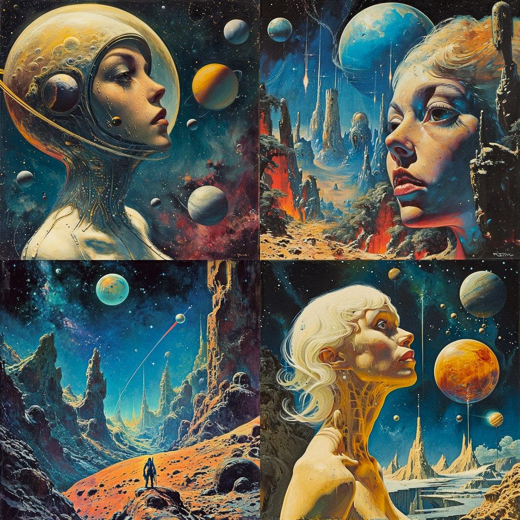 Kelly Freas style, Midjourney V6, render 1 of 4