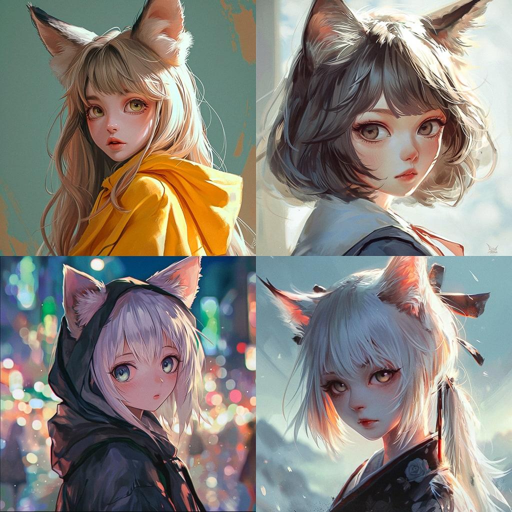 Kemonomimi anime style style, Midjourney V6, render 1 of 4