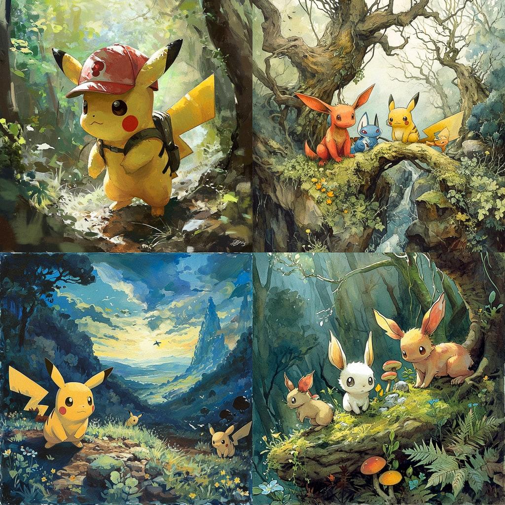 Ken Sugimori style, Midjourney V6, render 1 of 4