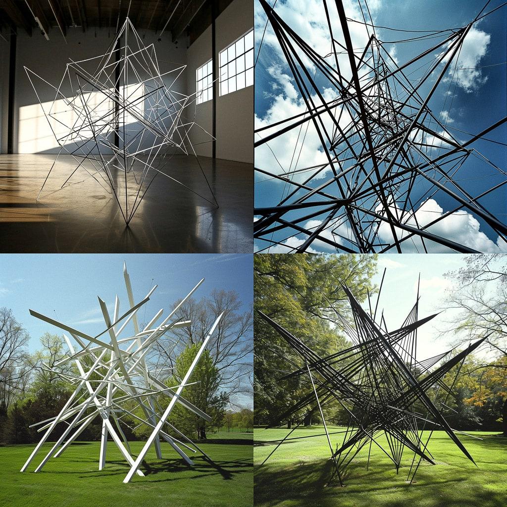 Kenneth Snelson style, Midjourney V6, render 1 of 4