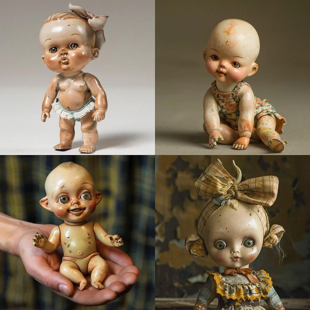 Kewpie doll style, Midjourney V6, render 1 of 4