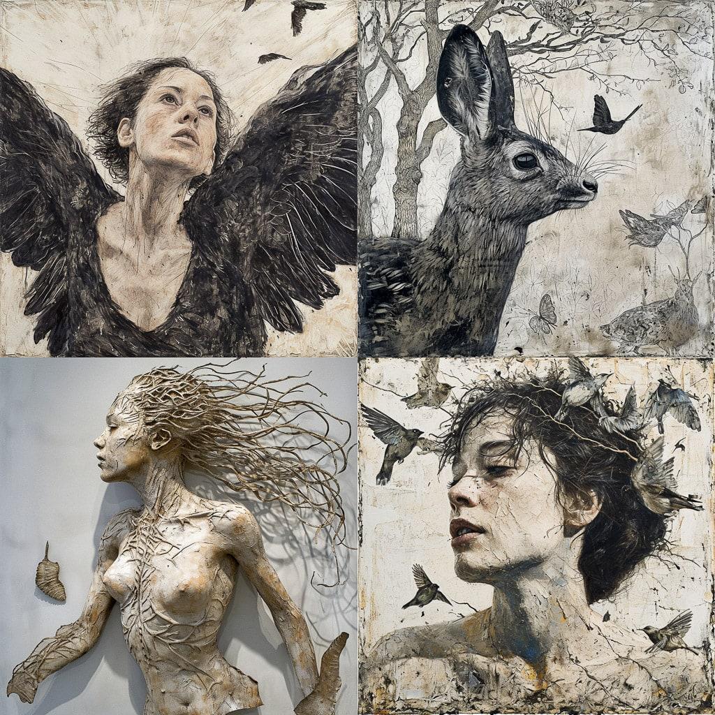 Kiki Smith style, Midjourney V6, render 1 of 4