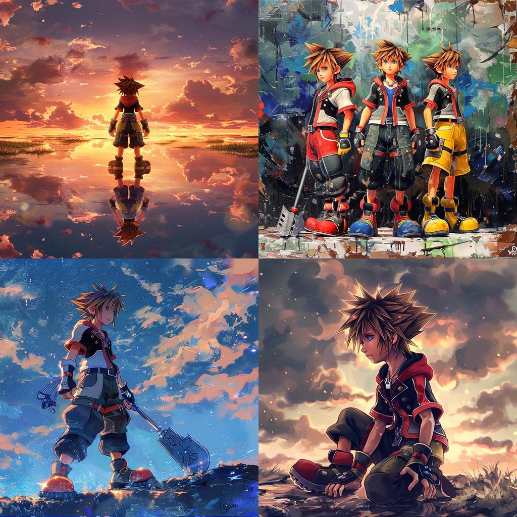 Kingdom Hearts style, Midjourney V6, render 1 of 4