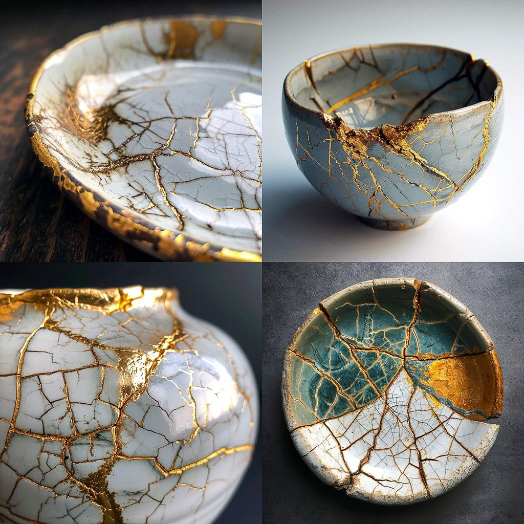 Kintsugi style, Midjourney V6, render 1 of 4