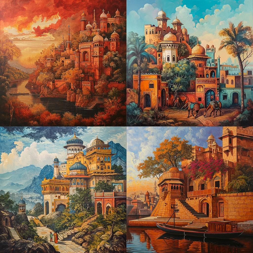 Kishangarh painting style, Midjourney V6, render 1 of 4