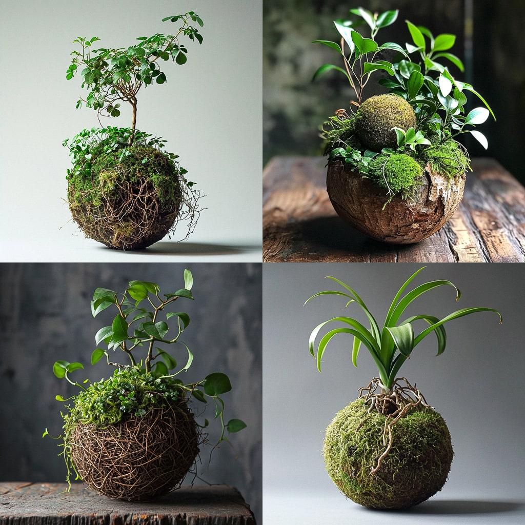 Kokedama style, Midjourney V6, render 1 of 4
