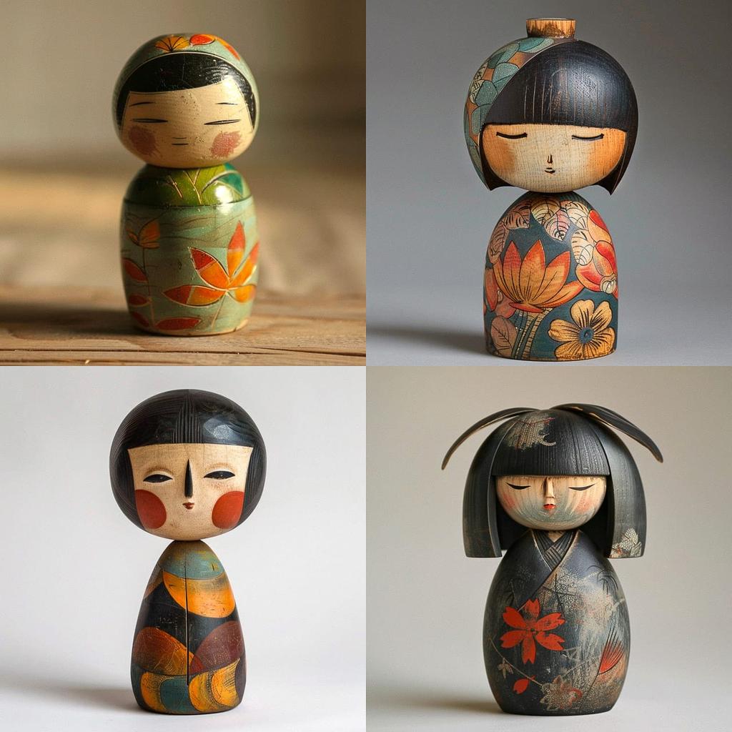 Kokeshi doll style, Midjourney V6, render 1 of 4
