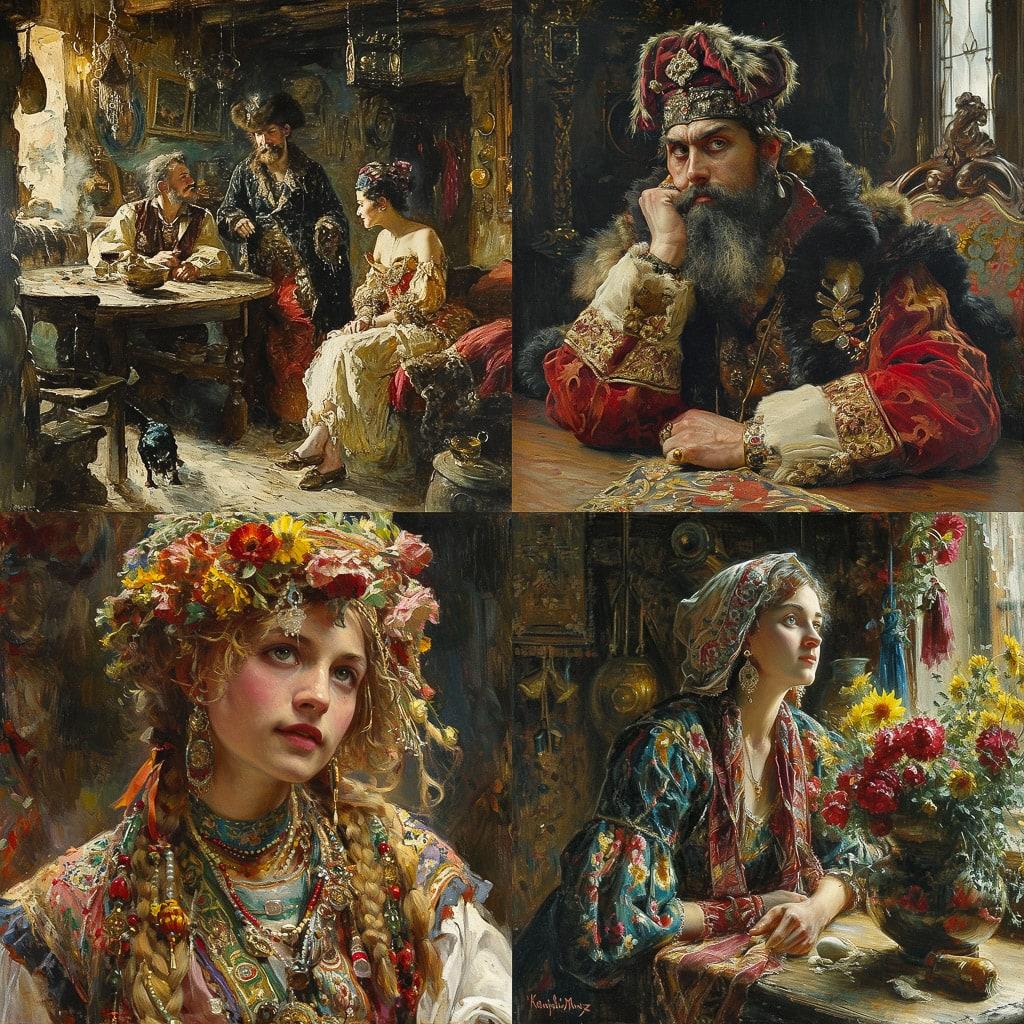 Konstantin Makovsky style, Midjourney V6, render 1 of 4