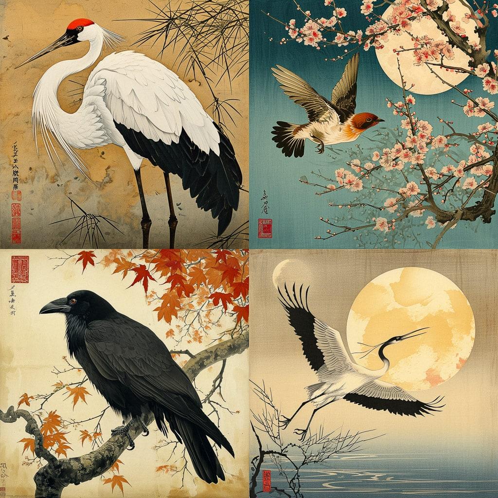 Koson Ohara style, Midjourney V6, render 1 of 4