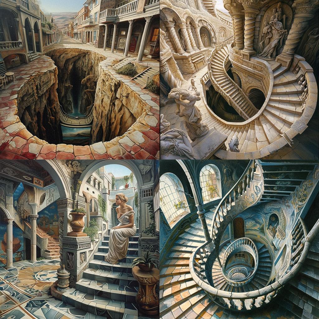 Kurt Wenner style, Midjourney V6, render 1 of 4