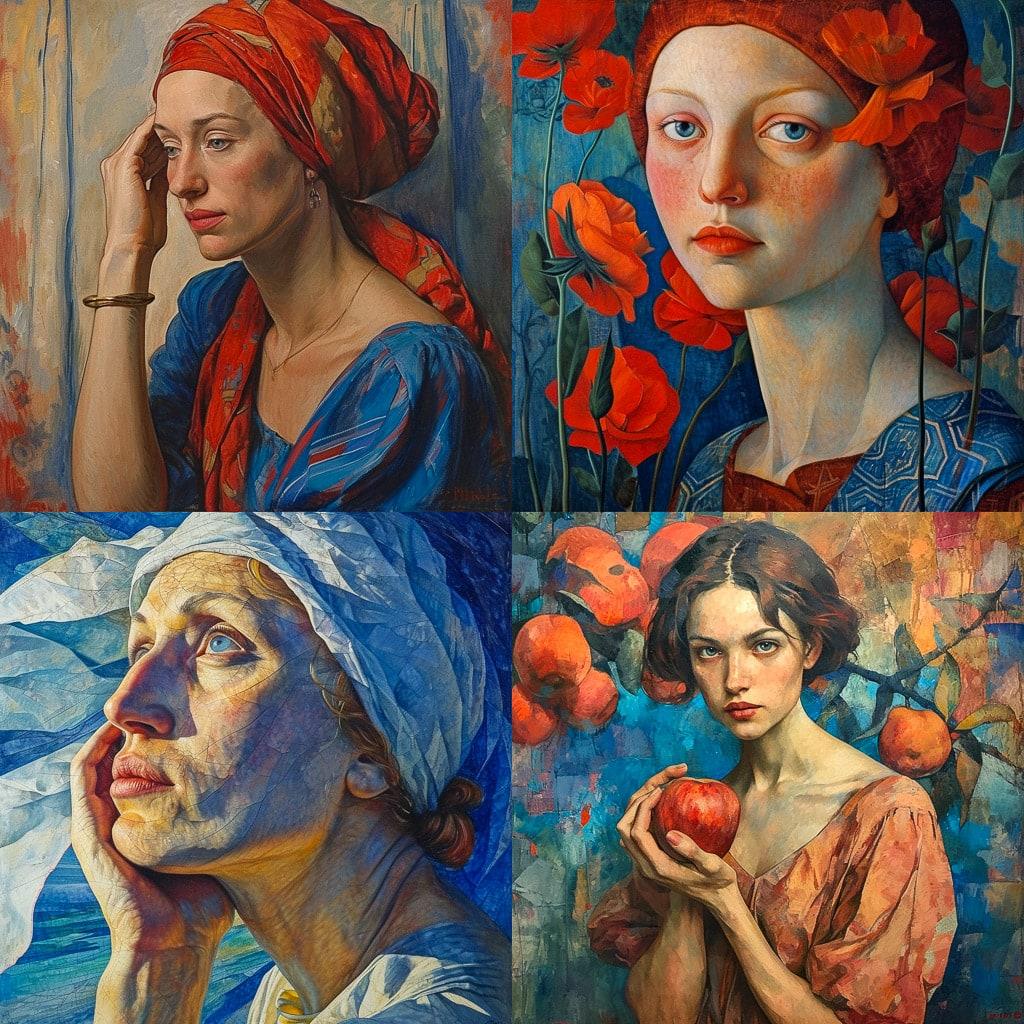 Kuzma Petrov-Vodkin style, Midjourney V6, render 1 of 4