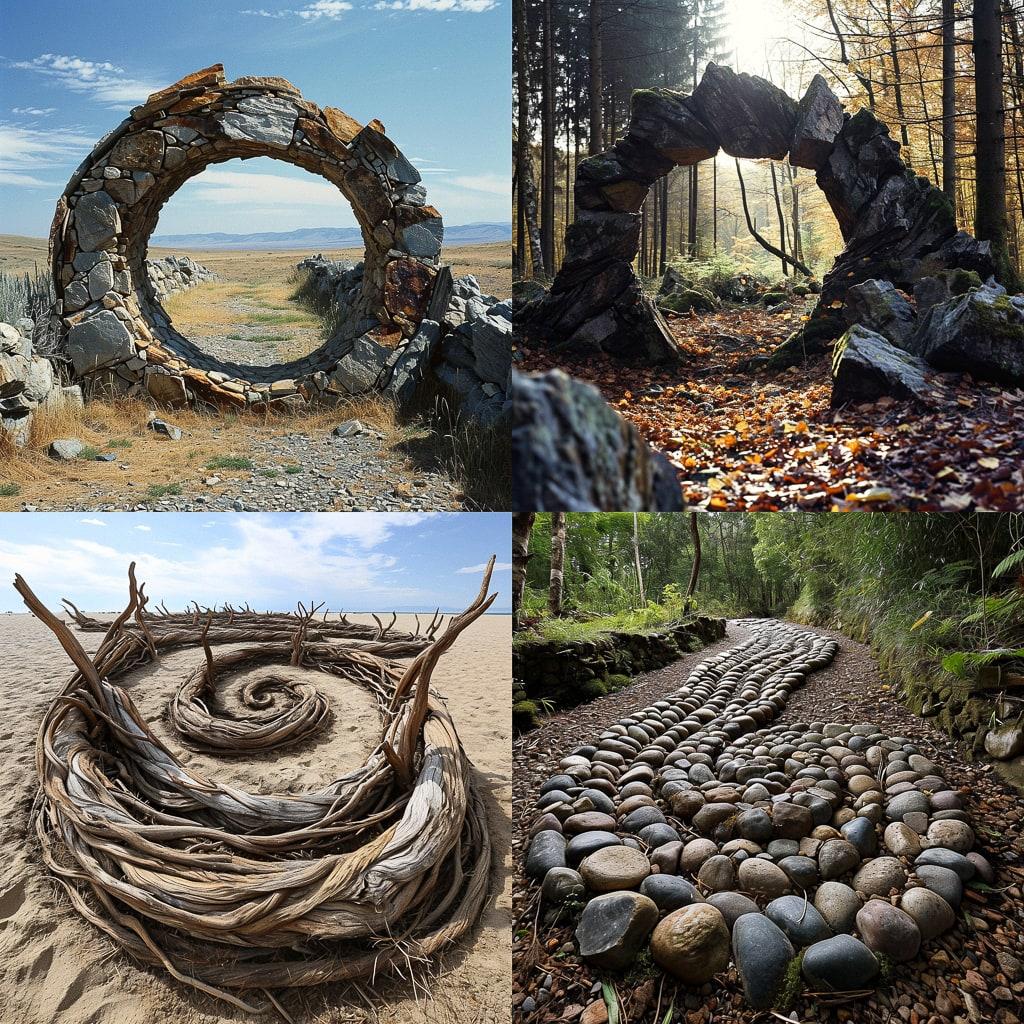 Land art style, Midjourney V6, render 1 of 4