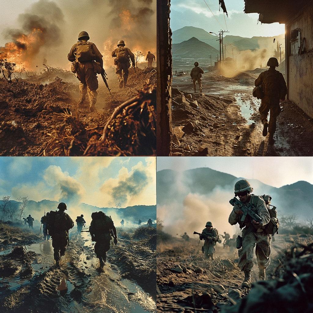 Larry Burrows style, Midjourney V6, render 1 of 4