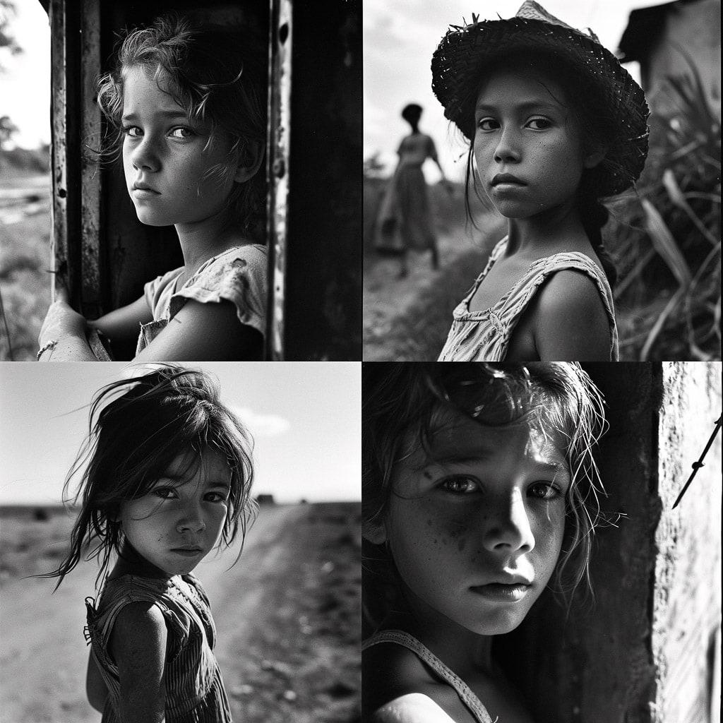 Larry Towell style, Midjourney V6, render 1 of 4