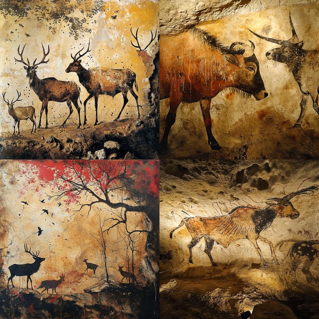 Lascaux style, Midjourney V6, render 1 of 4