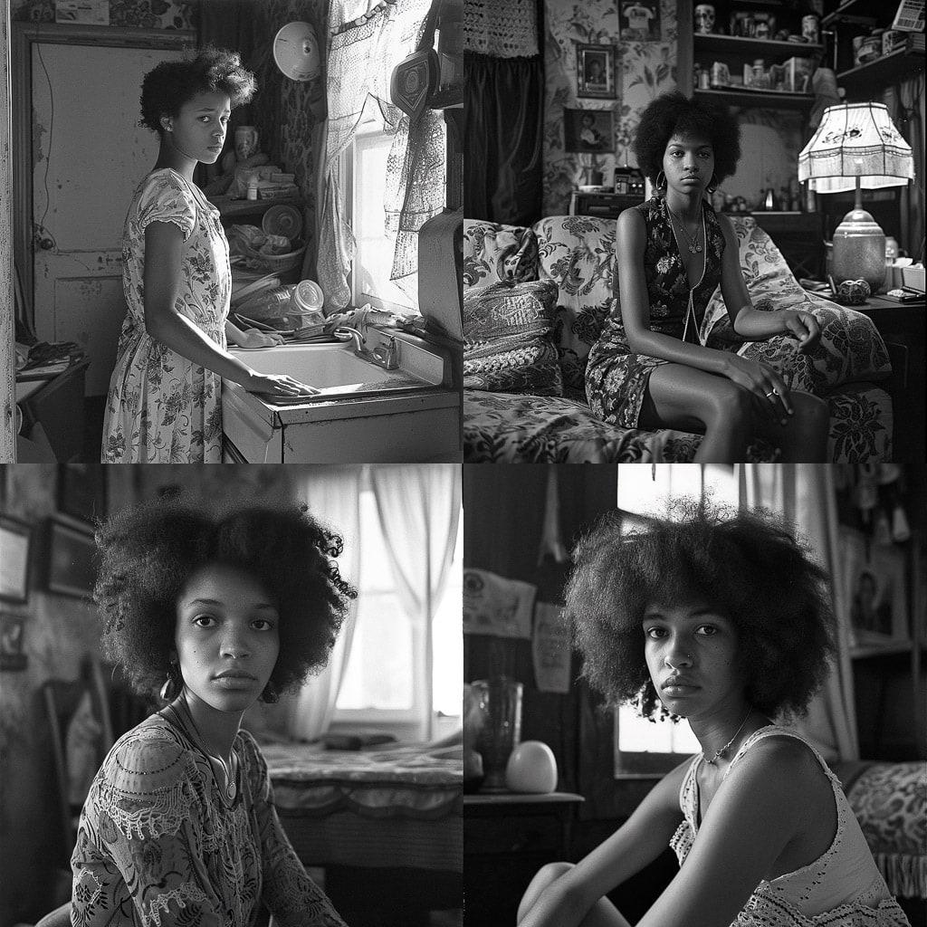LaToya Ruby Frazier style, Midjourney V6, render 1 of 4