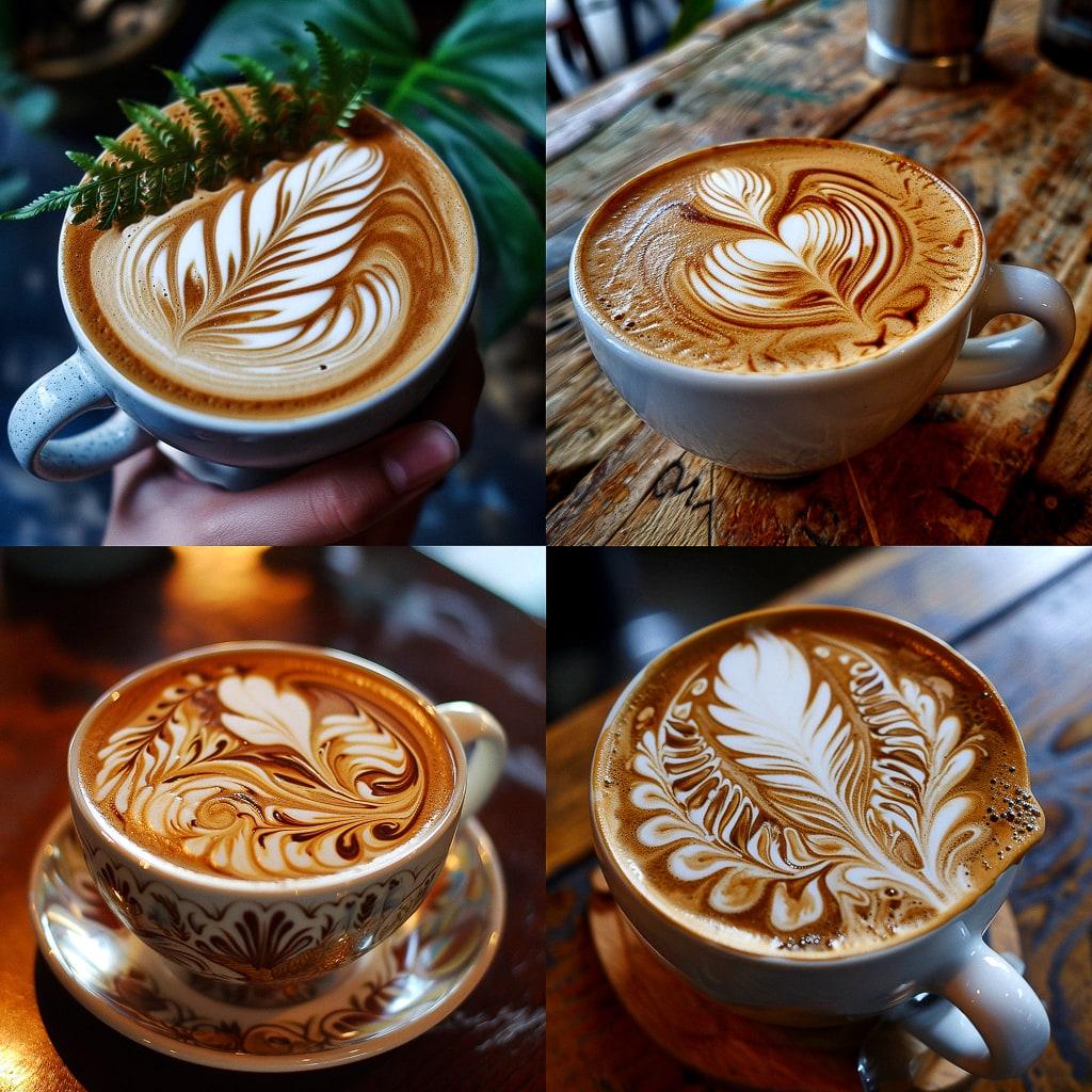 Latte art style, Midjourney V6, render 1 of 4