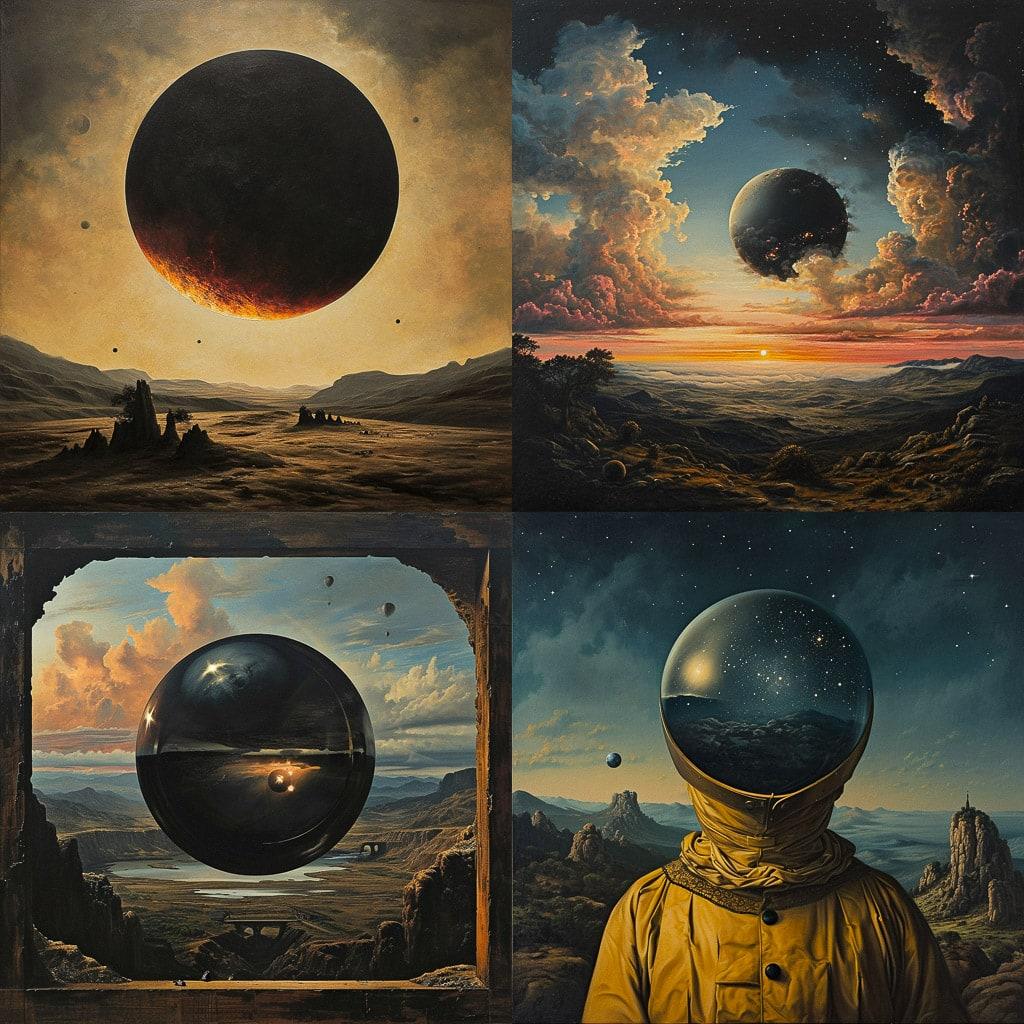 Laurent Grasso style, Midjourney V6, render 1 of 4