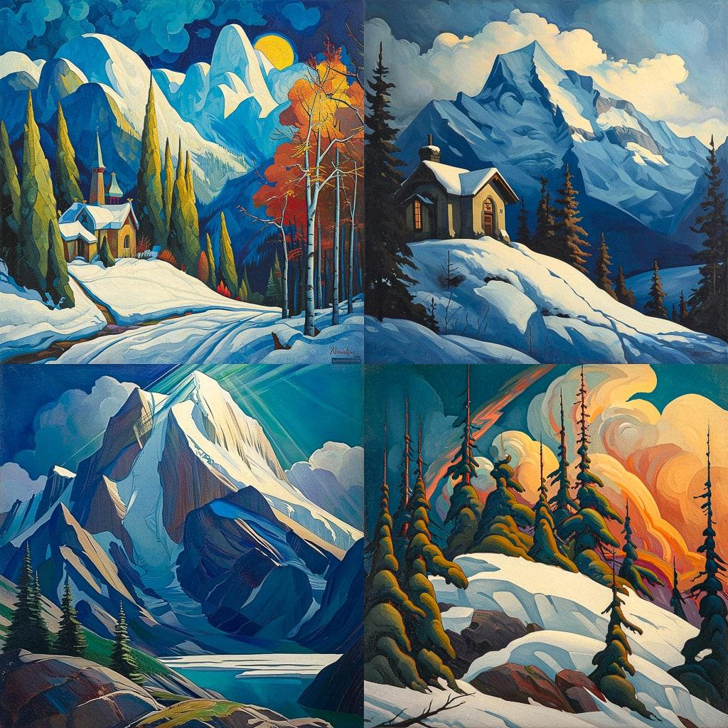 Lawren Harris style, Midjourney V6, render 1 of 4
