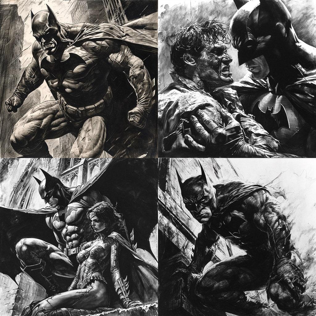 Lee Bermejo style, Midjourney V6, render 1 of 4