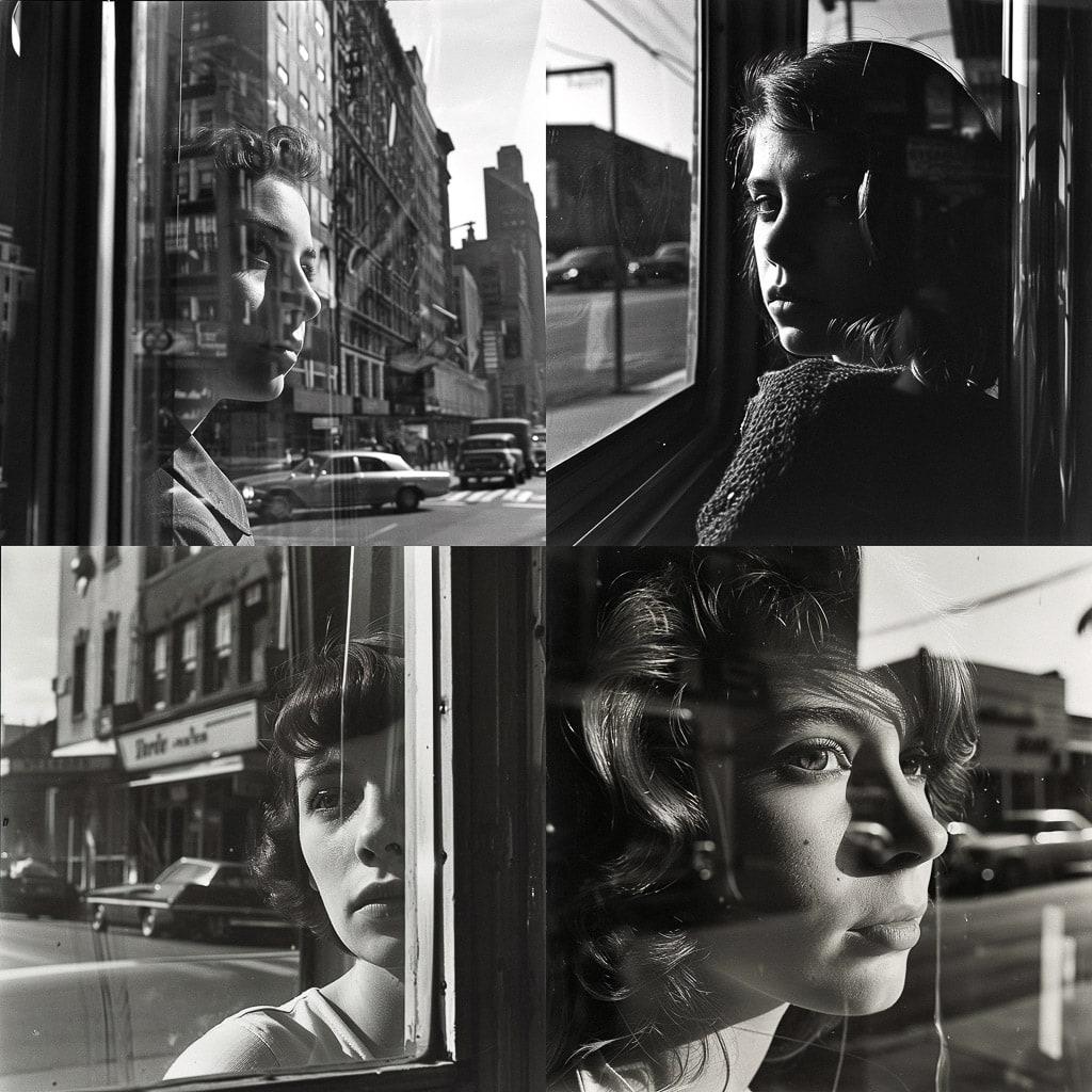 Lee Friedlander style, Midjourney V6, render 1 of 4