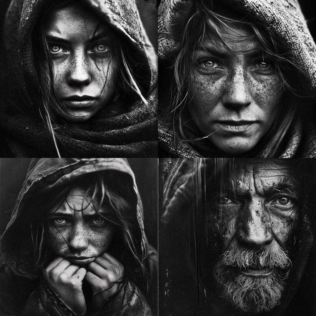 Lee Jeffries style, Midjourney V6, render 1 of 4