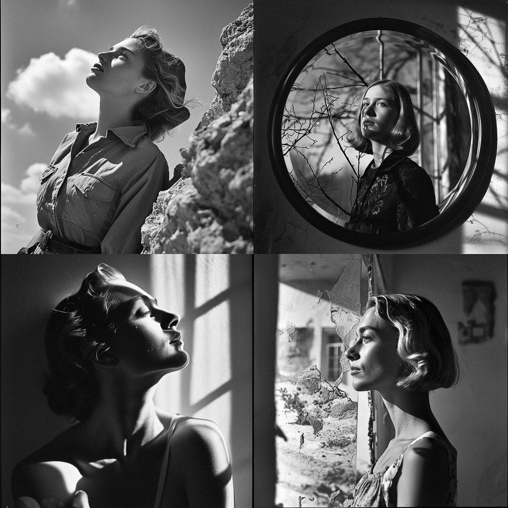 Lee Miller style, Midjourney V6, render 1 of 4