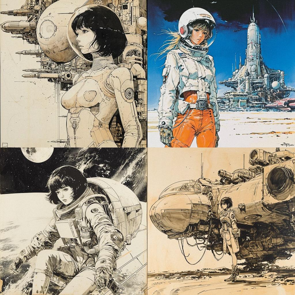 Leiji Matsumoto style, Midjourney V6, render 1 of 4