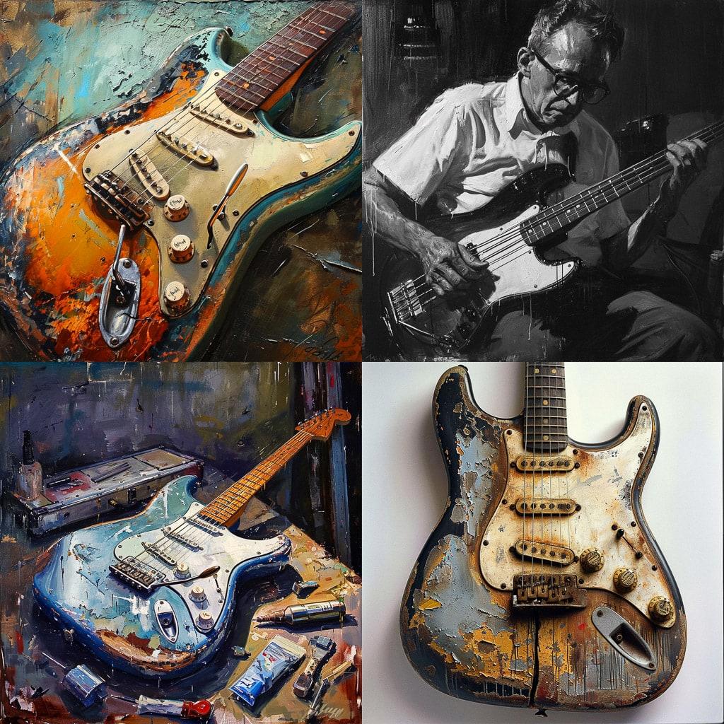 Leo Fender style, Midjourney V6, render 1 of 4
