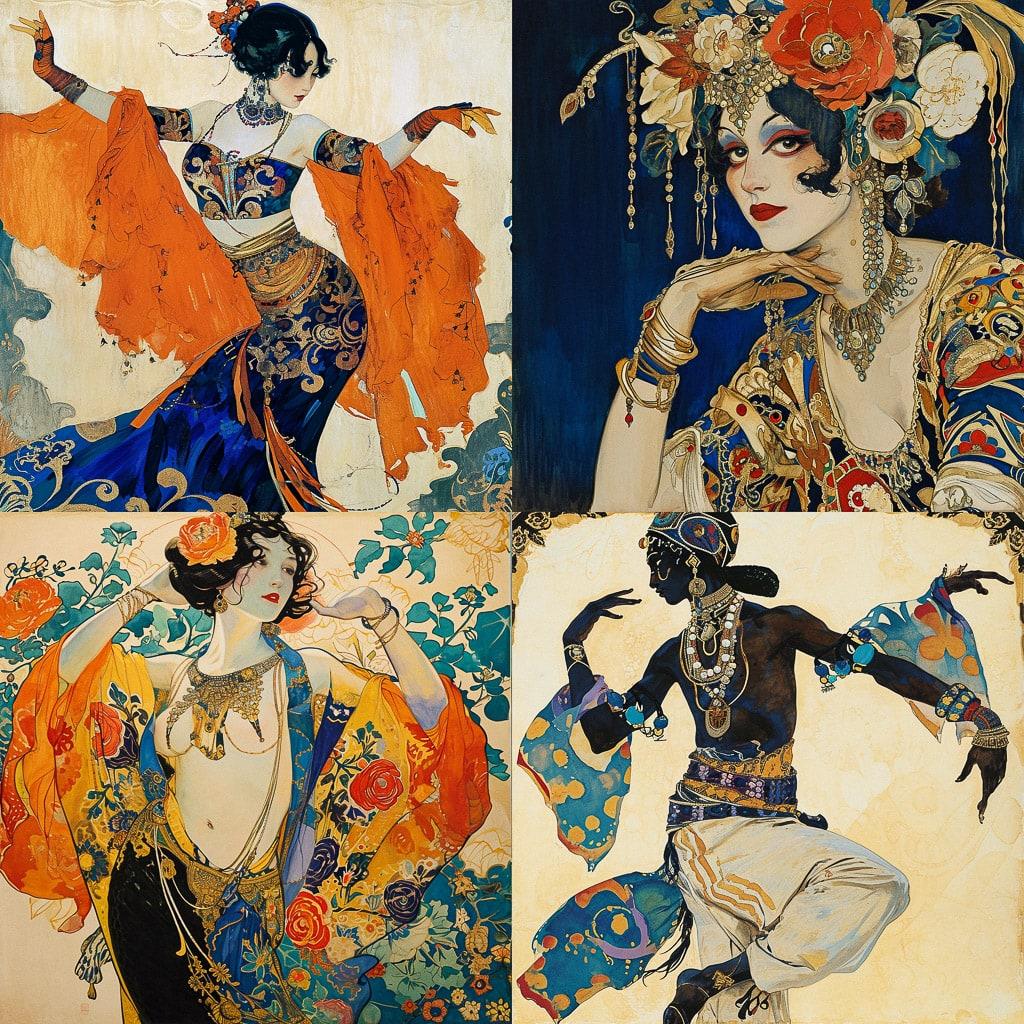 Leon Bakst style, Midjourney V6, render 1 of 4