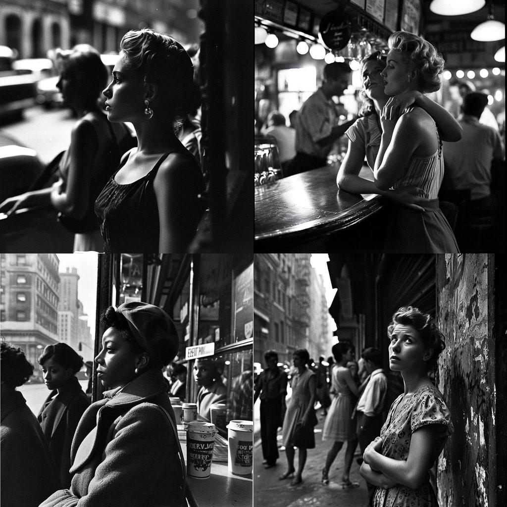 Leonard Freed style, Midjourney V6, render 1 of 4