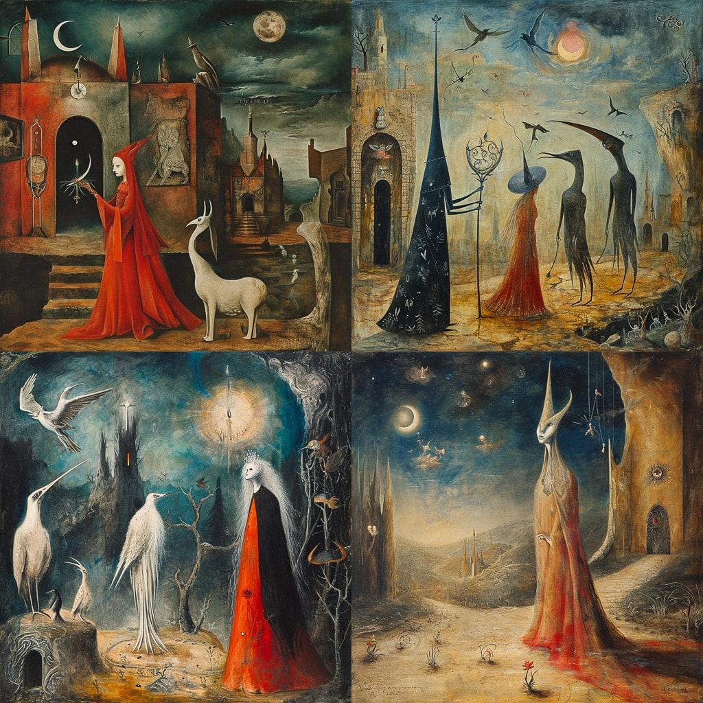 Leonora Carrington style, Midjourney V6, render 1 of 4