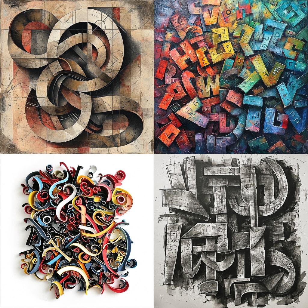 Letterism style, Midjourney V6, render 1 of 4