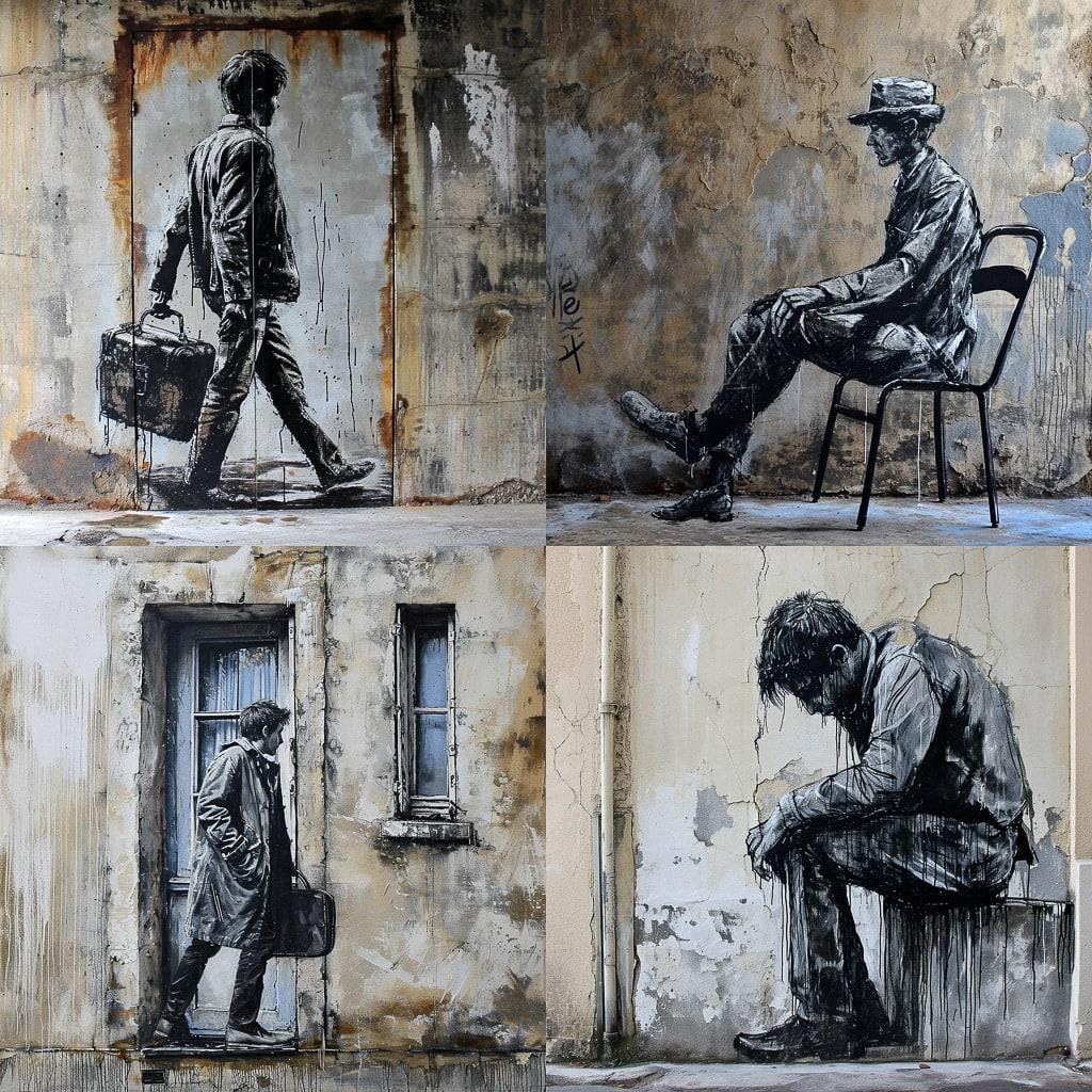 Levalet style, Midjourney V6, render 1 of 4