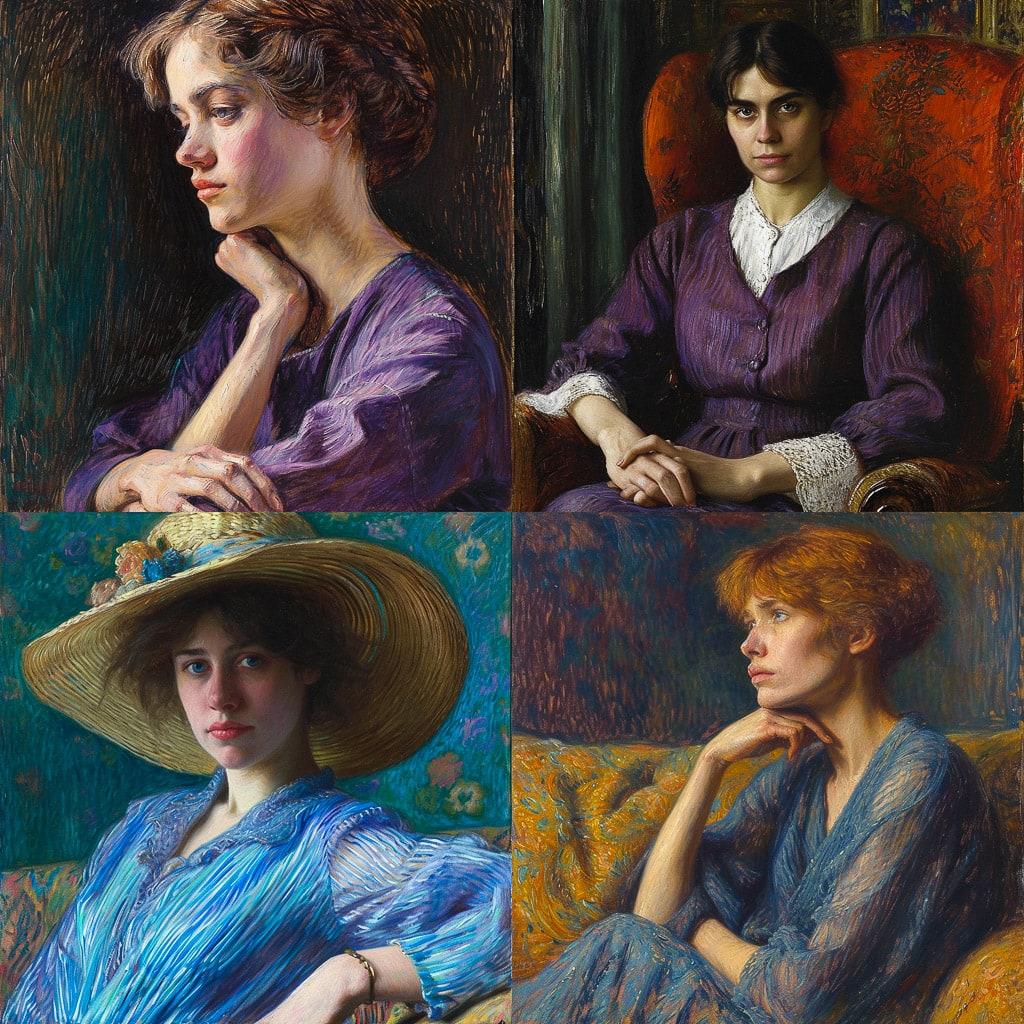 Lilla Cabot Perry style, Midjourney V6, render 1 of 4