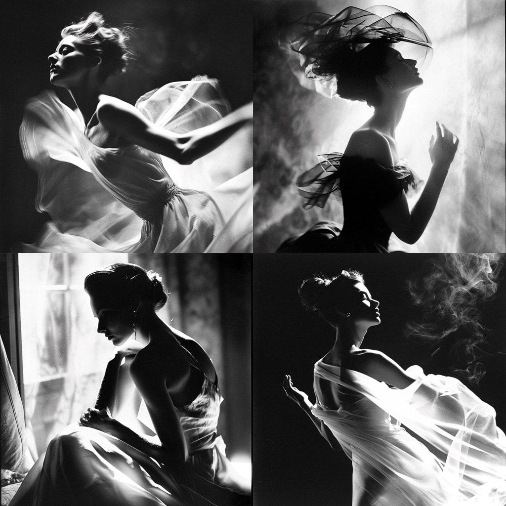 Lillian Bassman style, Midjourney V6, render 1 of 4